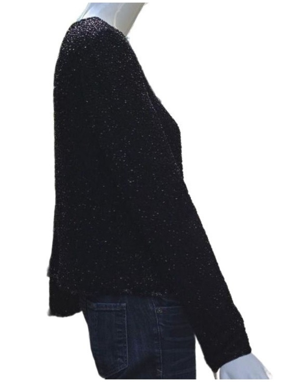 Holt Renfrew Vintage Heavily Beaded Black Silk Jacket Lined Small - Picture 3 of 10